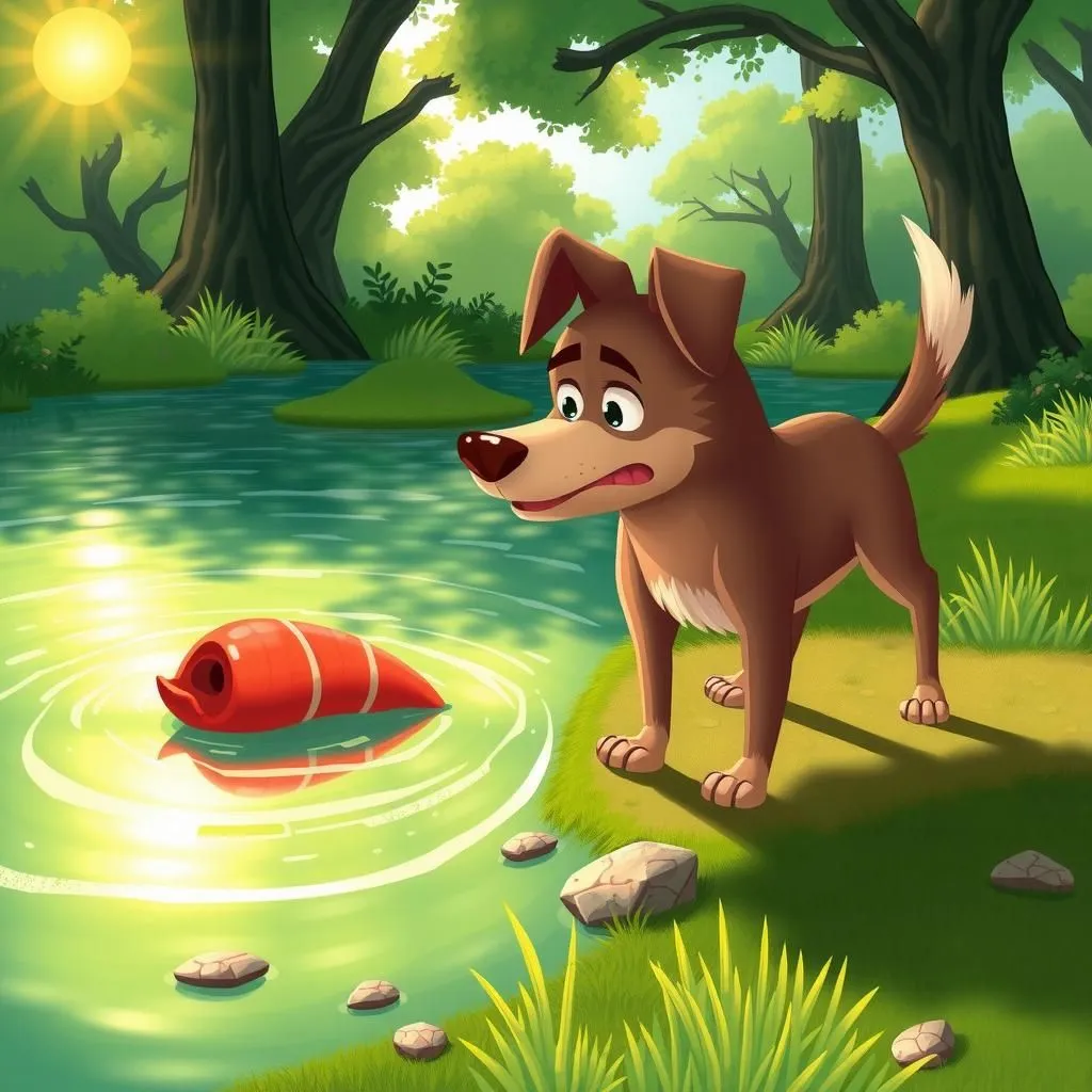 నీడ కోసం తన ఎరను కోల్పోయిన కుక్క.