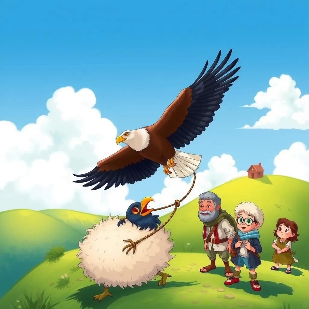 Ang Agila at ang Toreng Ibong Uwak. - Aesop's Fable illustration featuring Agila and uwak