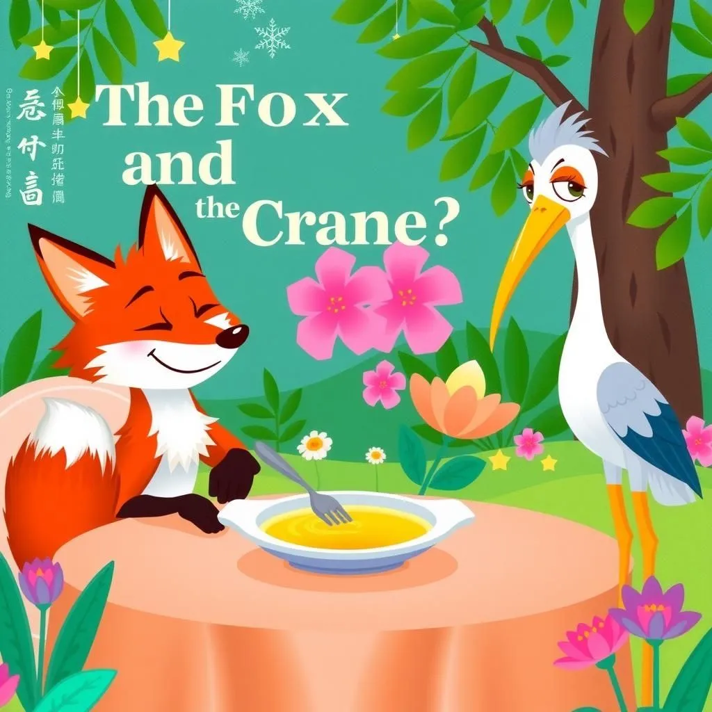 La Volpe e la Gru. - Aesop's Fable illustration featuring Volpe and Gru