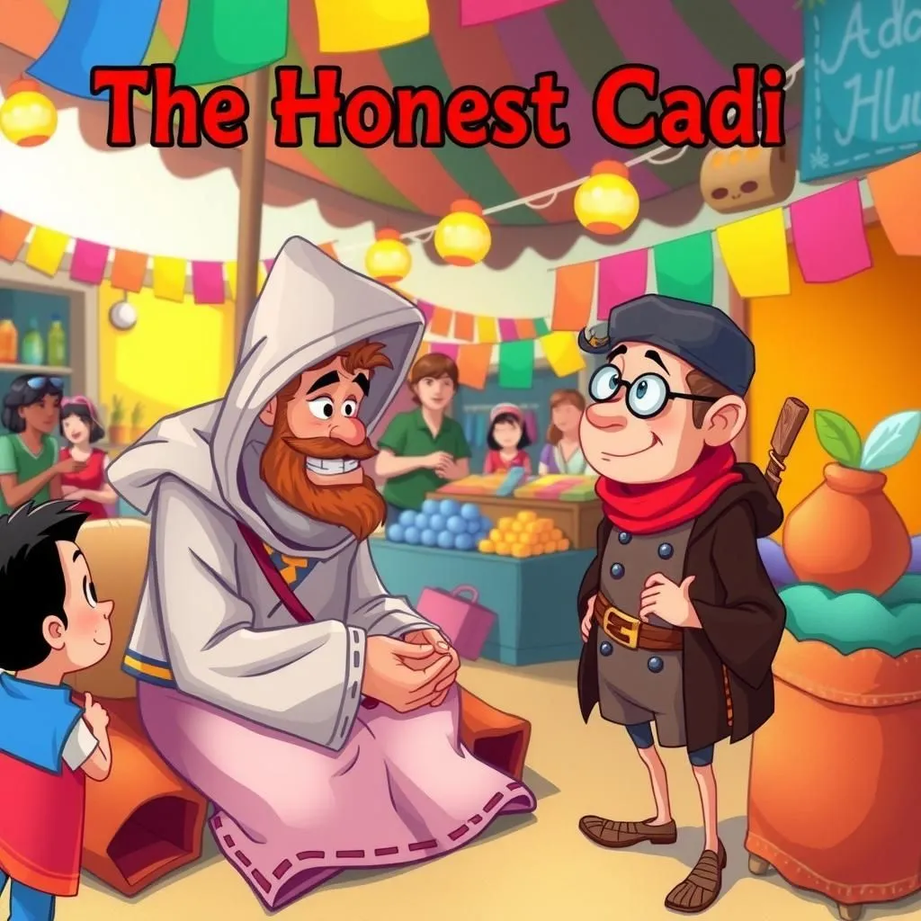 The Honest Cadi - Aesop's Fable illustration featuring Robber and Cadi