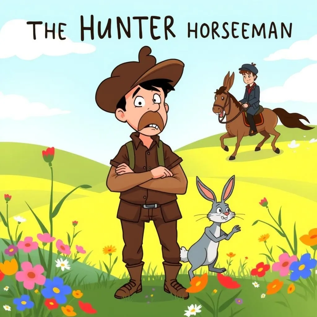 Il Cacciatore e il Cavaliere. - Aesop's Fable illustration featuring Il Cacciatore and il Cavaliere