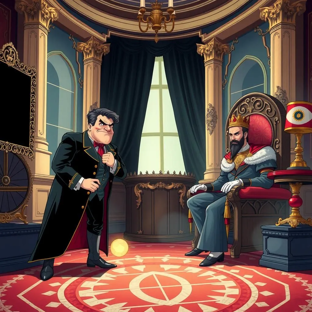 المبتزّع البارع. - Aesop's Fable illustration about الجشع، القوة، الأخلاق