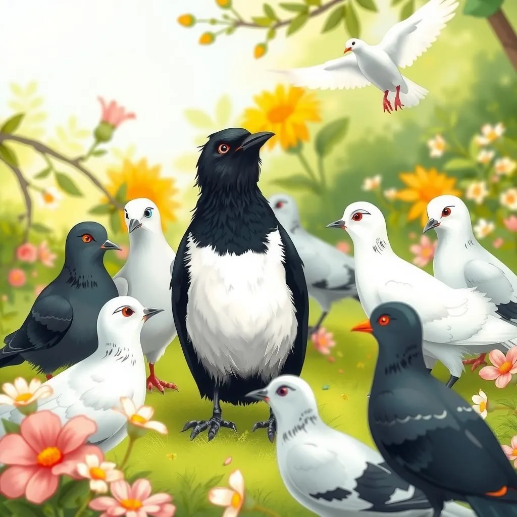 Галка й голуби. - Aesop's Fable illustration featuring Галка and Голуби.