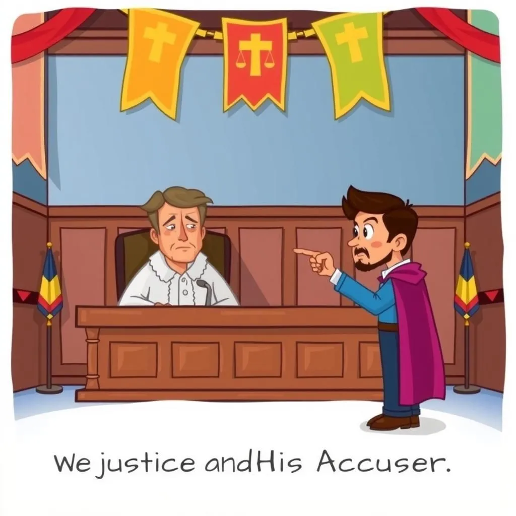 न्यायाधीश और उसका अभियोक्ता। - Aesop's Fable illustration featuring सुप्रीम कोर्ट के न्यायाधीश and अभियोक्ता।