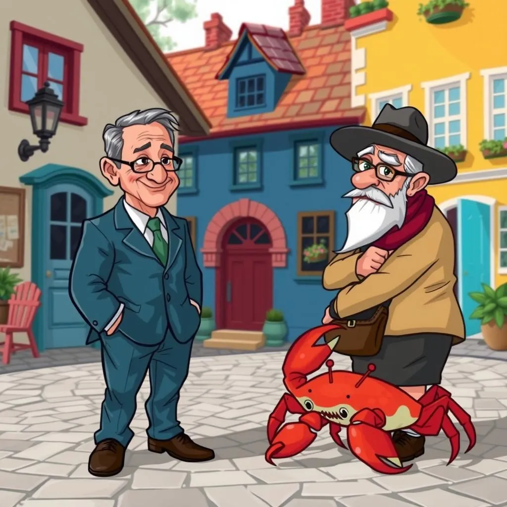 Il Legislatore e il Cittadino. - Aesop's Fable illustration featuring Ex-Legislatore and Cittadino Molto Rispettabile