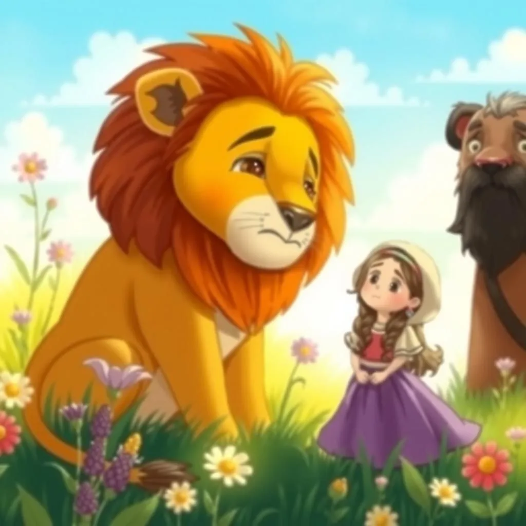 The Lion in Love - Aesop's Fable illustration featuring Sévigné and lion