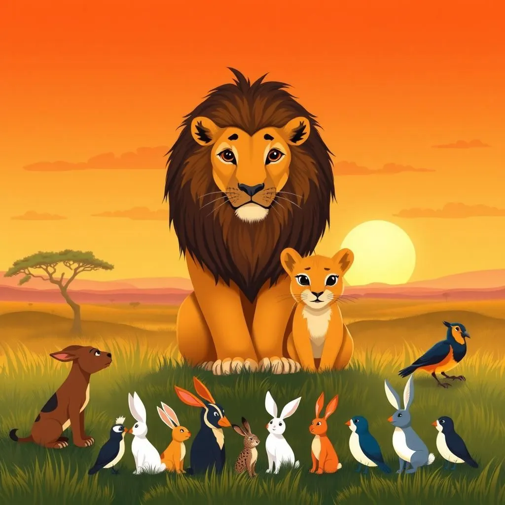 La Leonessa - Aesop's Fable illustration about valore della qualità rispetto alla quantità, orgoglio per la propria prole, saggezza nella leadership