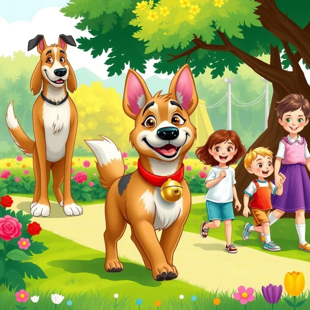 Ang Malikot na Aso - Aesop's Fable illustration featuring Aso and Panginoon