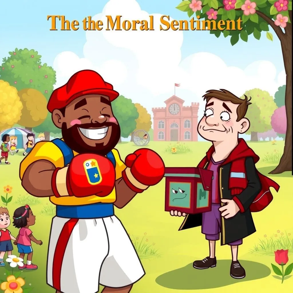 Il Sentimento Morale. - Aesop's Fable illustration about Conflitto tra norme sociali e comportamento individuale, Il ruolo della moralità nella comunità, La natura della forza e della vulnerabilità.