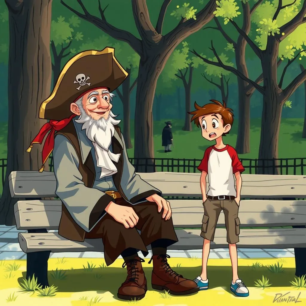 Il Vecchio e l'Allievo. - Aesop's Fable illustration featuring Vecchio Uomo Bellissimo and Allievo della Scuola Domenicale