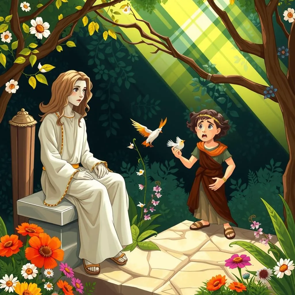 Ang Oracle at ang Masama. - Aesop's Fable illustration featuring Ang Oracle and ang Impious