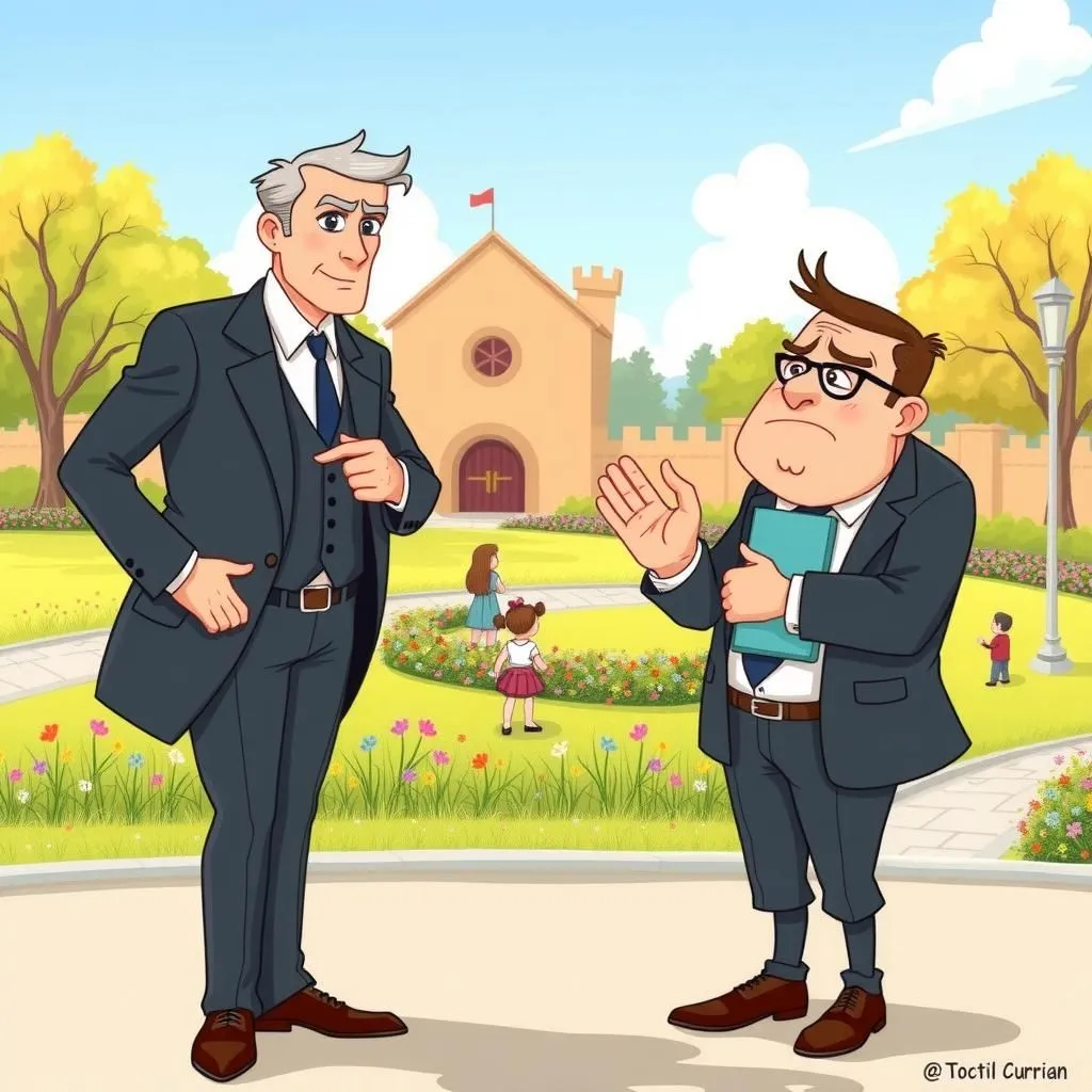 Ang Tagapamahala ng Partido at ang Ginoo. - Aesop's Fable illustration featuring Tagapamahala ng Partido and Ginoo.