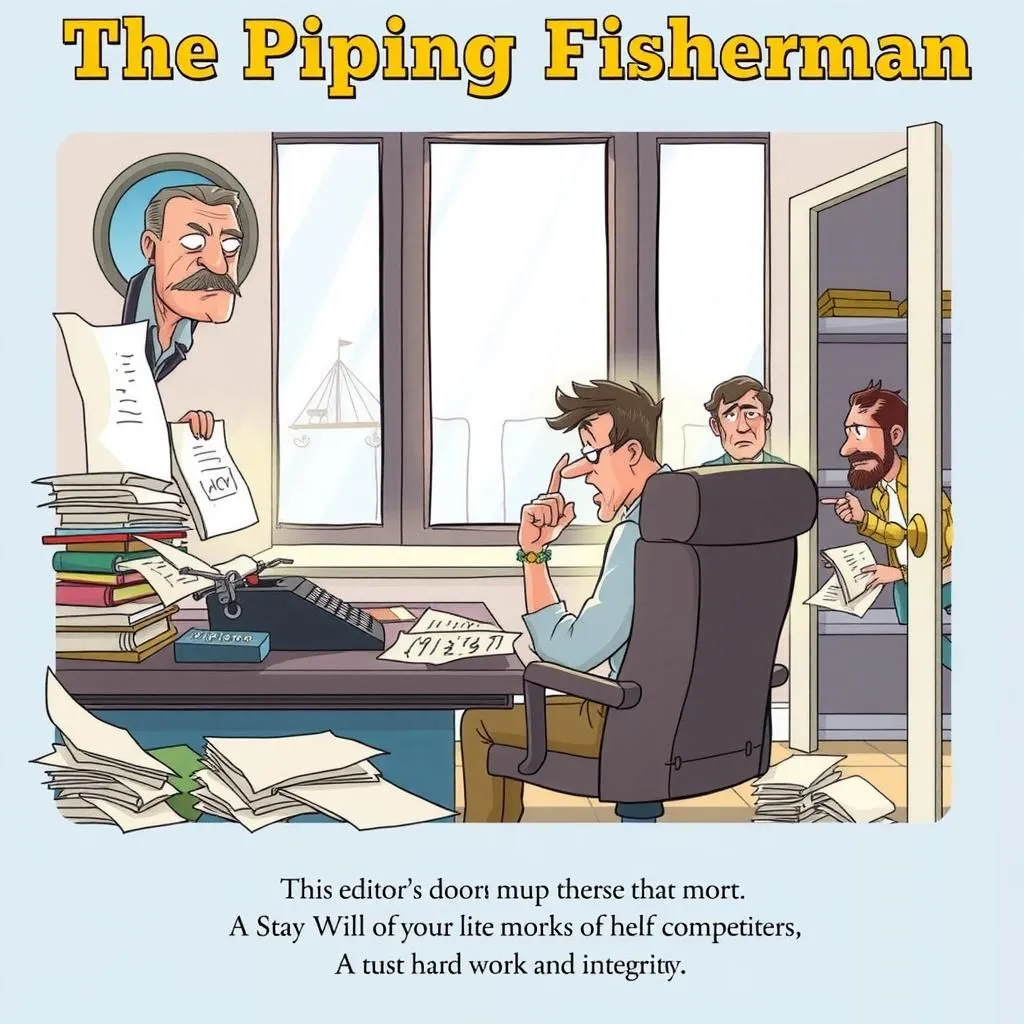 Il Pescatore con la Pipa. - Aesop's Fable illustration featuring Redattore.