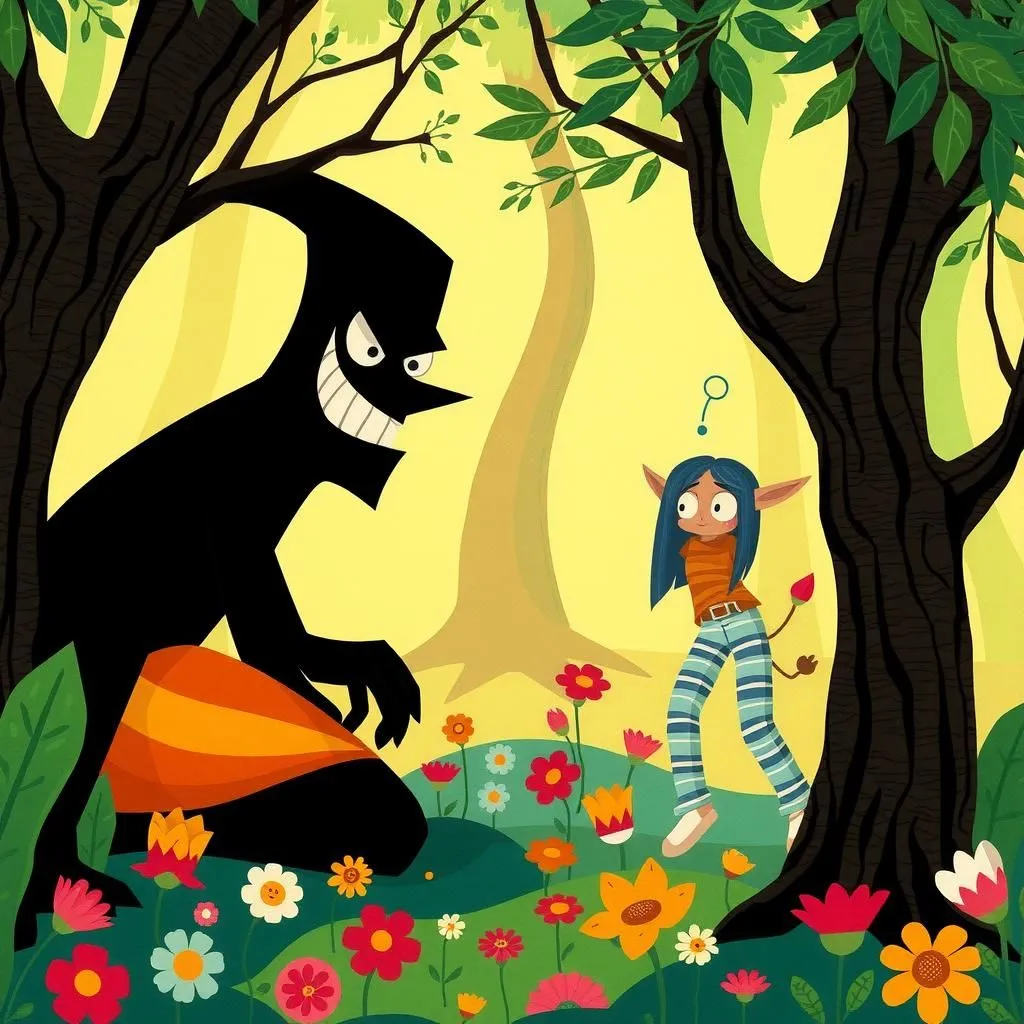 Il Prerogativo della Forza - Aesop's Fable illustration featuring Calunnia and Ritrattazione