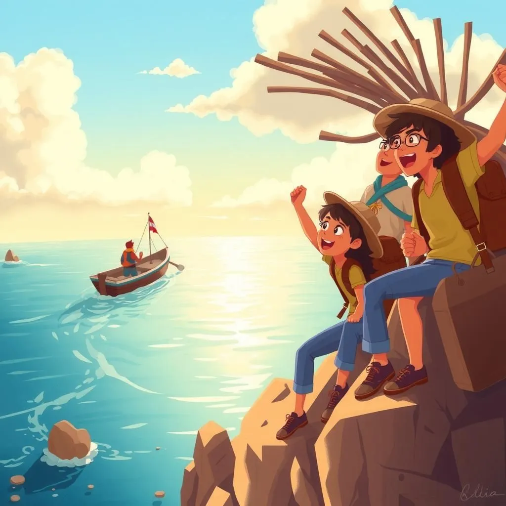 I Viaggiatori del Lungomare - Aesop's Fable illustration featuring viaggiatori and grande nave