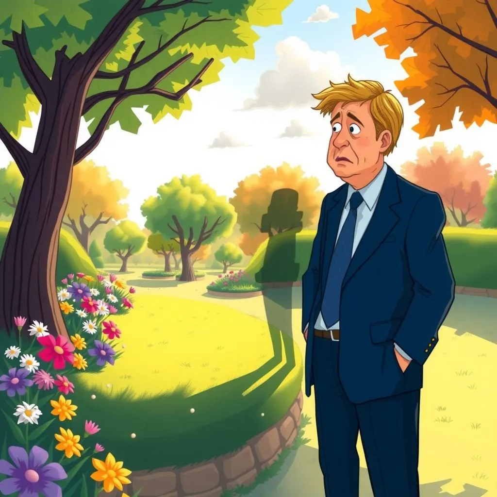 The Shadow of the Leader - Aesop's Fable illustration featuring POLITICAL Leader and Shadow