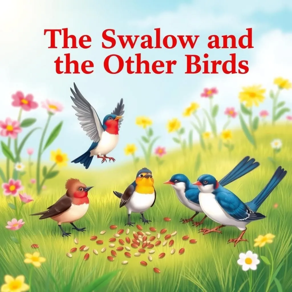 The Swallow and the Other Birds - Aesop's Fable illustration featuring Countryman and Swallow