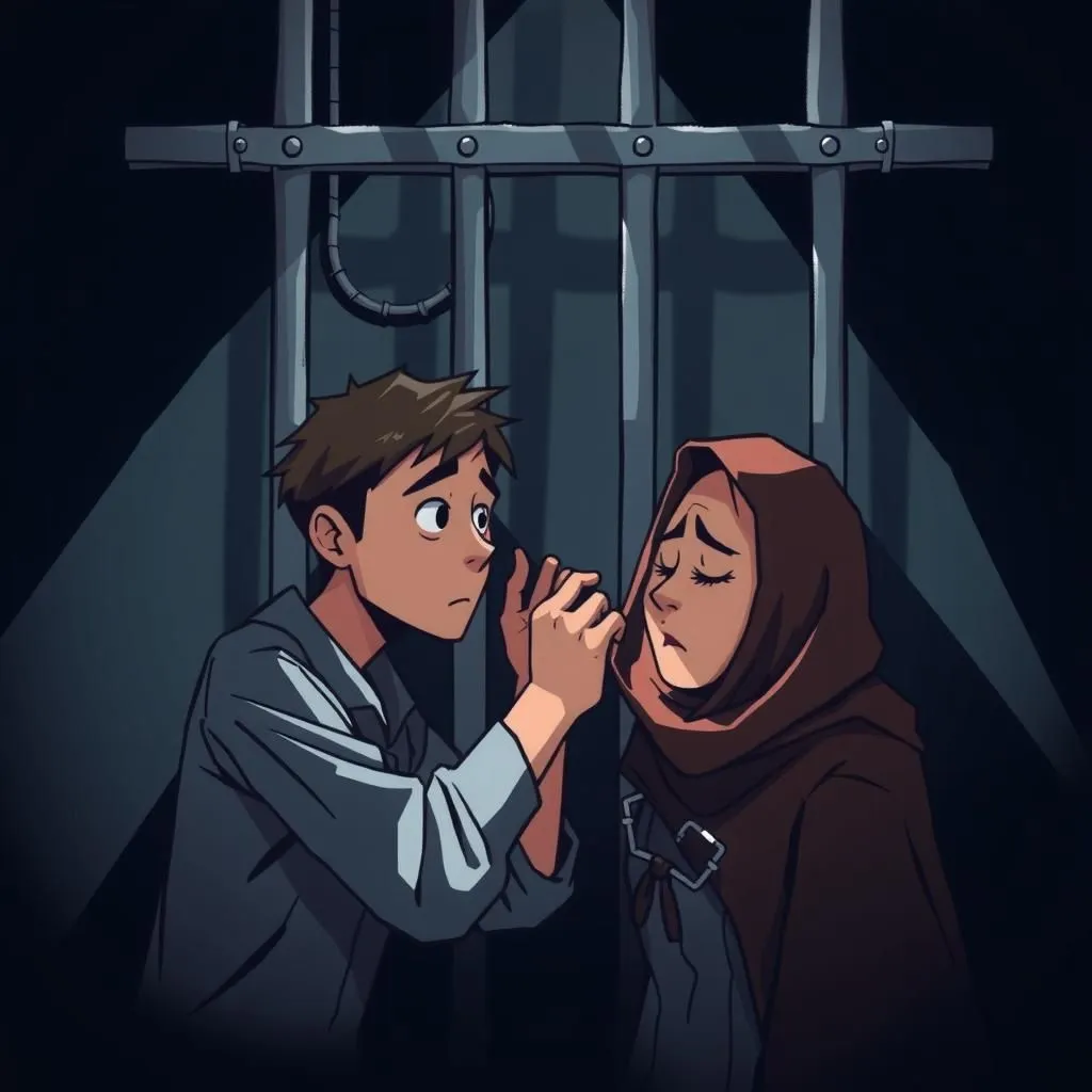 اللص الصغير وأمه. - Aesop's Fable illustration about عواقب الإهمال، المسؤولية الأبوية، تأثير التربية.