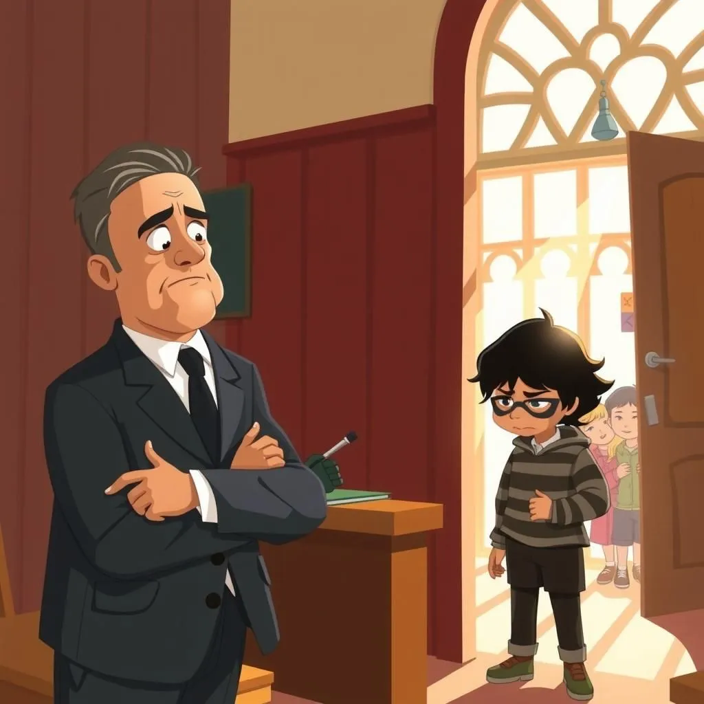 Three of a Kind - Aesop's Fable illustration featuring Lawyer and Burglar